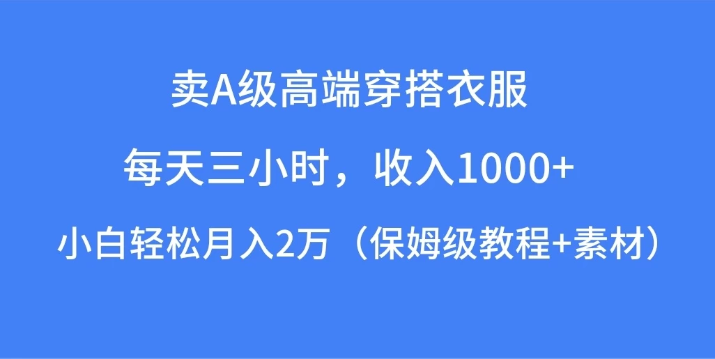 日入1000+ 卖A级高端穿搭衣服/轻松月入2万 第1张