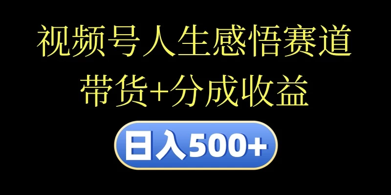 视频号人生感悟赛道，带货+分成收益，日入500+，10分钟做一个视频